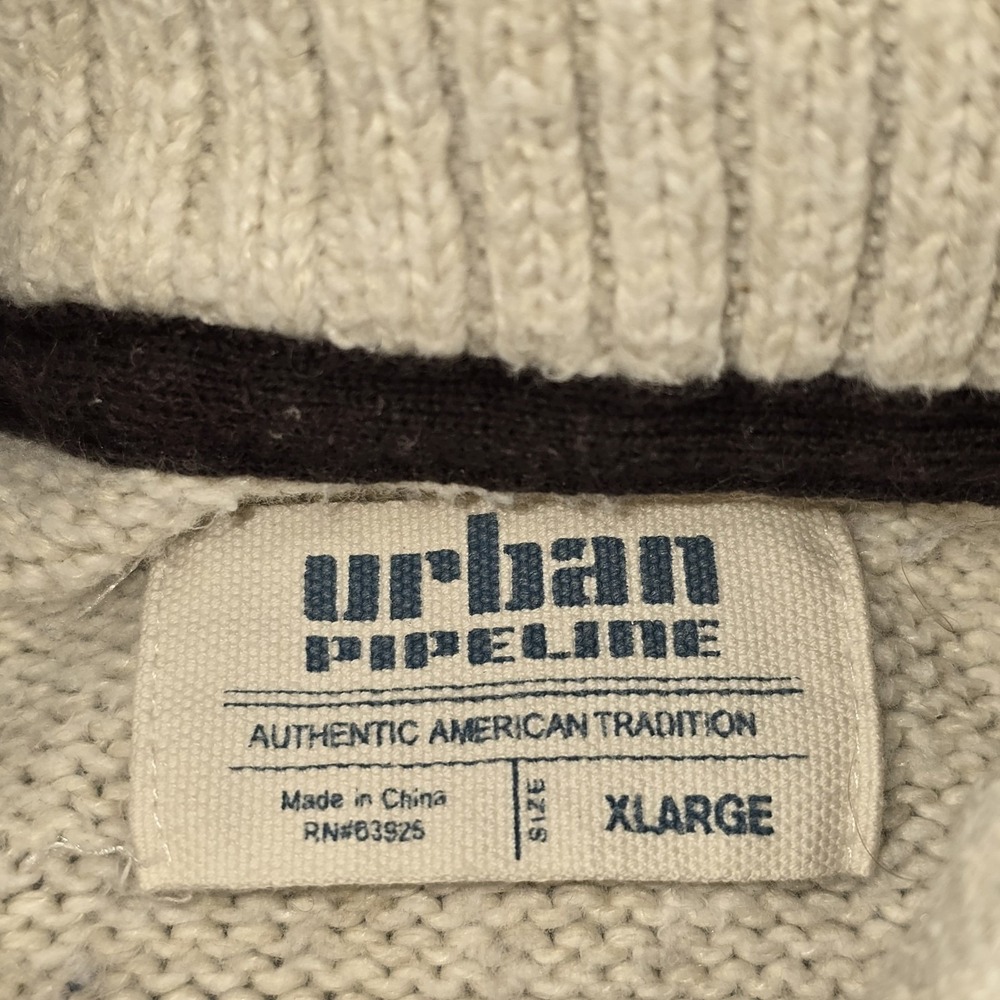 Urban Pipeline Mens XL‎ Oatmeal Beige Sweater Shawl Collar Button Knit Pullover - Picture 4 of 9